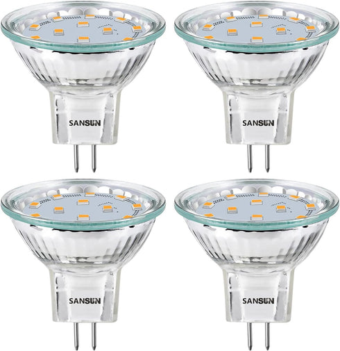4 Pack 3W MR11 LED Landscape Light Bulbs, Low Voltage 12V, 20W Halogen Replacement, GU4 Bi-Pin Base, Soft White 3000K