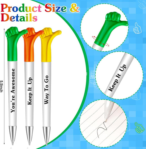 Woanger Inspirational Quotes Thumbs Up Pens, Bulk Employee Appreciation Ballpoint Pens for Christmas Gifts