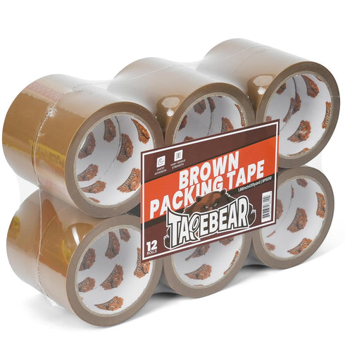 Brown Packing Tape, 12 Rolls Heavy Duty Packaging Tape Refills, 1.88 Inch x 55 Yard for Shipping and Storage