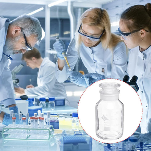 PATIKIL 500mL Reagent Media Bottle, 1Pcs Round Graduated Glass Storage Bottle with Clear Cap for Home, Chemistry Lab,