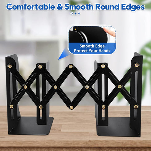 Heavy Duty Book End, Adjustable Bookends for Shelves, Decorative Book Organizer for Desk, Sturdy Metal Holder