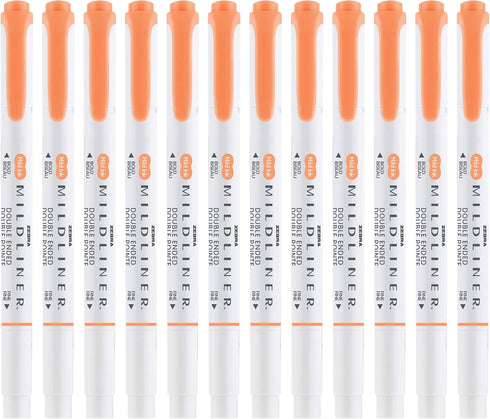Zebra Pen Mildliner Double-Ended Highlighter Marker Set, Broad and Fine Point Tips, 12-Pack, Mild Apricot Ink