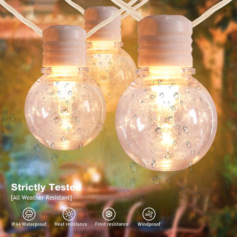 34ft with100 Bulbs Afirst White Outdoor String Lights LED Waterproof Patio Lights for Garden Backyard Holiday