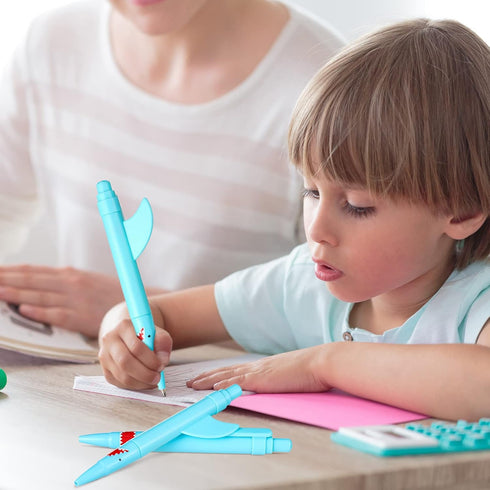 Sinmoe Shark Shaped Pens for Kids, Cute Bulk Plastic Novelty Pens, Blue Ocean Beach Theme