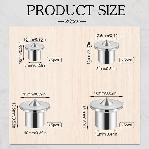 Dowel Pins Center Point Set, Dowel and Tenon Center Transfer Plugs Doweling Centering Pins Transfer Plugs Drill Hole Tool for Center Point Woodworking Accessories (20Pcs 1/4 5/16 3/8 1/2 Inch)