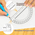 CNTVO 3 12 Inch Set Pcs Plastic Ruler, Clear Protractor and Compasses for Student Geometry, Durable Transparent Drawing