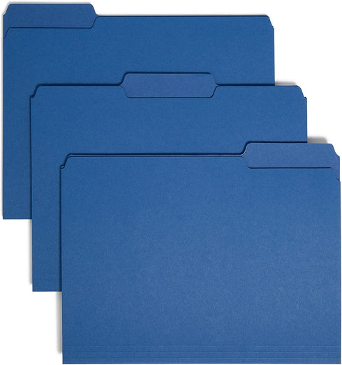 Smead Interior File Folder - 1/3-Cut Tab, Letter Size, Navy, 100 per Box (10279)