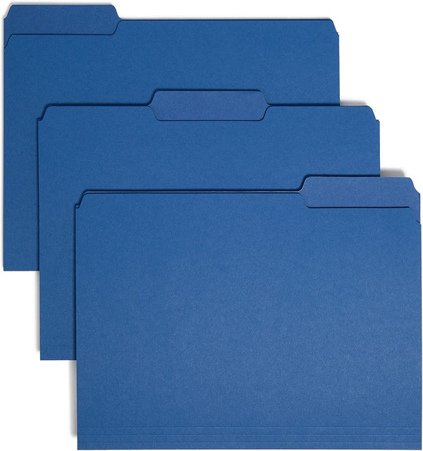 Smead Interior File Folder - 1/3-Cut Tab, Letter Size, Navy, 100 per Box (10279)