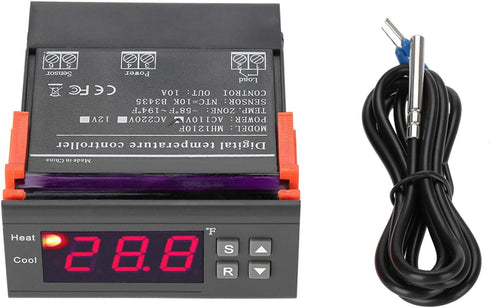 Jeanoko Thermostat MH1210F AC110V Digital Temperature Control -58~194? Fahrenheit Temperature Sensor