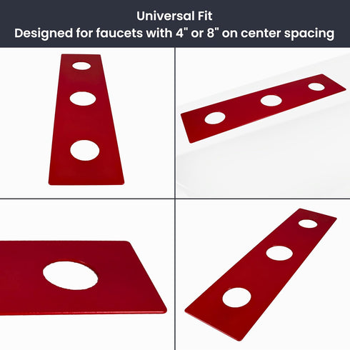 3 Hole Escutcheon Deck Repair Plate for Kitchen or Bathroom Faucets - Universal Fit, 12 Inches, 14GA Steel Sink Cover