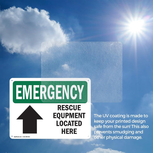 (2 Pack) OSHA Emergency Sign, 10 Inch X 7 Inch Rust-Free Aluminum Metal Signs for Workplace, Indoor/Outdoor