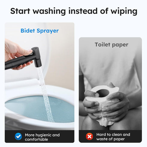 Arofa Black Bidet Sprayer for Toilet, Handheld Jet Sprayer Adjustable Water Pressure Muslim Shower with Bidet Hose