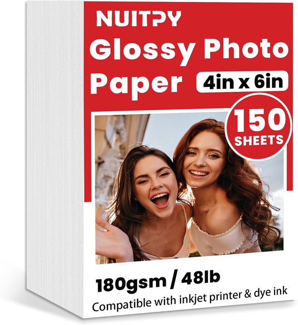 NUITPY 150 Sheets Glossy Photo Paper, 4in x 6in Inkjet Photo Printer Paper,