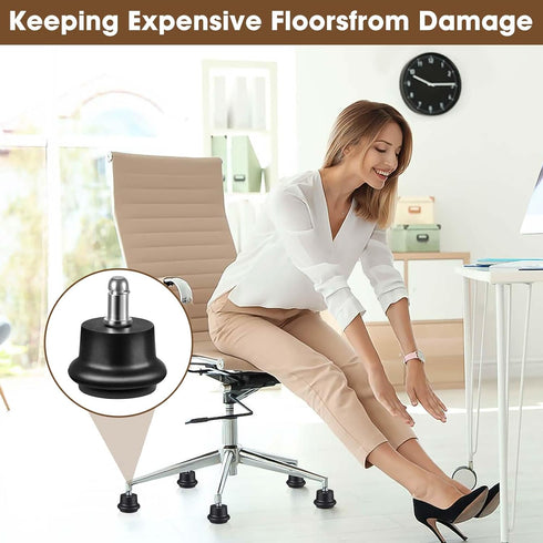 Bell Glides Replacement Caster Wheels for Office Chair or Stool, Fixed Stationary Castors (Bell Glides Short)