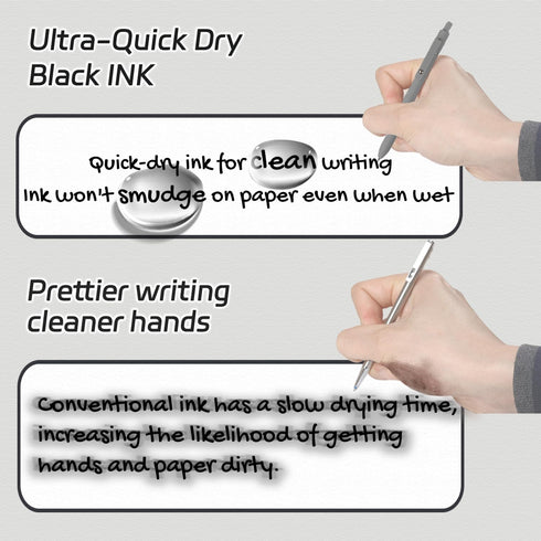 Gel Pens, 6 Pcs 0.5mm Fine Point Black Ink Pens for Smooth Writing, Quick Dry for Journaling, Office School Supplies