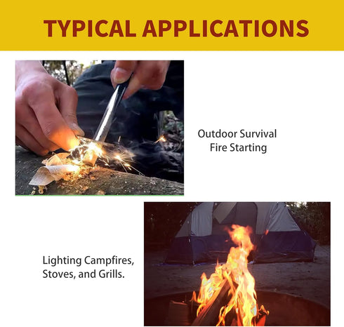 6-Pack Magnesium Fire Starter Rods, 99% Pure Magnesium Metal Rods for Survival, Camping, Emergency Sparks