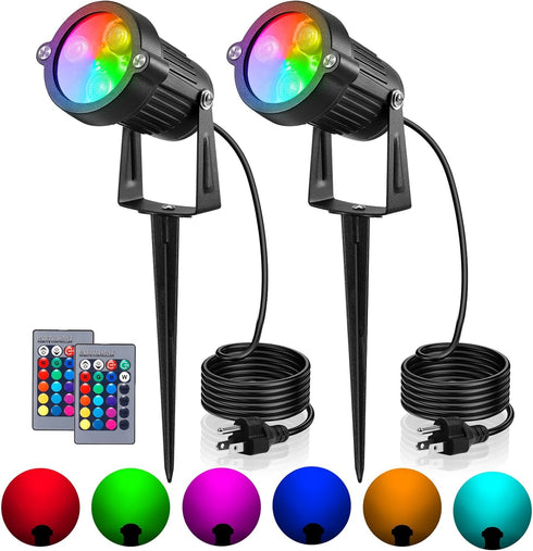 OurLeeme Lawn Flood Light Stake, 2-in-1 Waterproof Outdoor Remote controlle Landscape Lighting
