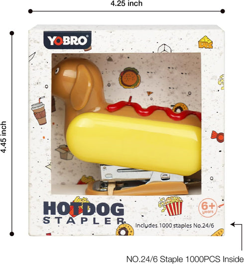 Mini Stapler for Kids, Novelty Hotdog Desktop Stapler with 1000PCS Staples, 12 Sheets Capacity