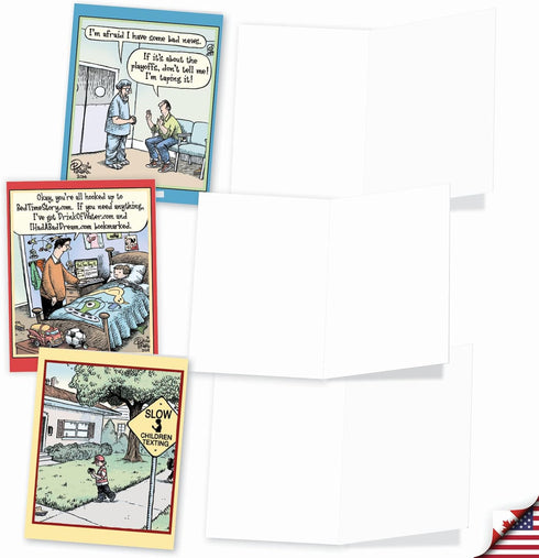 The Best Card Company - 10 Funny Assorted Blank Humor Notecards Boxed Set (4 x 5.12 Inch)