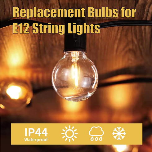 G40 Light Bulbs Replacement, 1 Watt Shatterproof LED Globe Bulbs, Warm White, 25 Pack, E12 or C7 Base