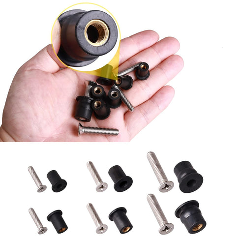 36 Pairs M4 M5 M6 Neoprene Well Nuts with Stainless Steel Screw, Rubber Well Nuts Kit for Kayak and Marine Accessories
