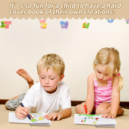 Gueevin 4 Pcs Hardcover Blank Board Book for Kids, Chunky Thick Pages for Sketching, Drawing, Writing, 5 x 5 Inch