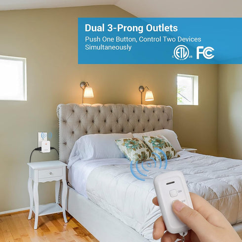 DEWENWILS Remote Control Outlet with 2 Remotes, 15A/1875W, 100ft RF Range