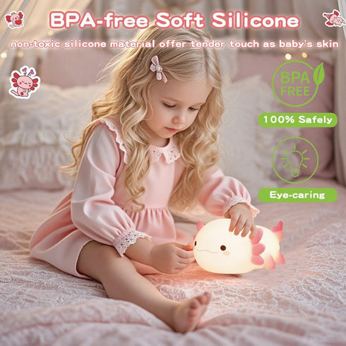 Light,Dimmable FAMIDUO Axolotl Lamp,Cute Axolotl Night Silicone Animal Nursery Night Light,Adorable Rechargeable