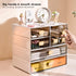 Stackable Desk Organizer with Drawer 13" Wide Stackable Storage Drawer Desk Organizer and Accessories Plastic Clear Desktop Organizer for Office, Classroom, Make Up (White, L-1 Drawer, 1 PACK) by DETEIN