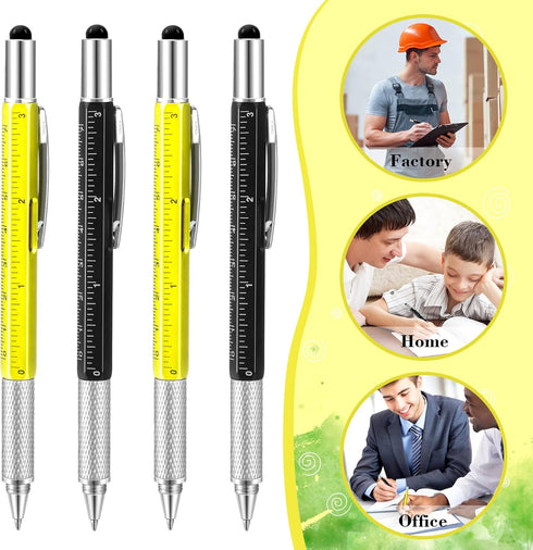 Chinco 48 Pcs Multi Tool Ballpoint Pen, 6 in 1 Pen for Men Dad with 48 Pcs Black Ink Refills
