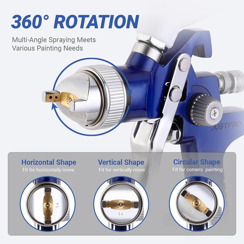 2-in-1 (1.4mm 600ml 0.8mm 125ml) Toolbox Professional HVLP Gravity Feed Spray Gun Kit + with Locking Pressure Regulator