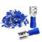 Baomain 100-Pack 1/4" Female Quick Disconnect Spade Terminals - Insulated Crimp Connectors 16-14 AWG (Blue)