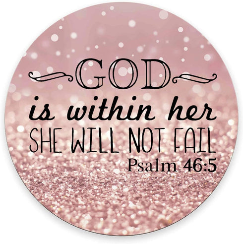 Psalm 46:5 God is Within Her, She Will not Fall - Bible Verse Purple Sparkles Glitter Pattern Mouse Pad, Non-Slip Rubber