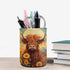 Upetstory Highland Cow Pencil Holder, Desk Office Classroom Pen Cup, Storage Pouch, Makeup Brush Holder, Holiday Gifts