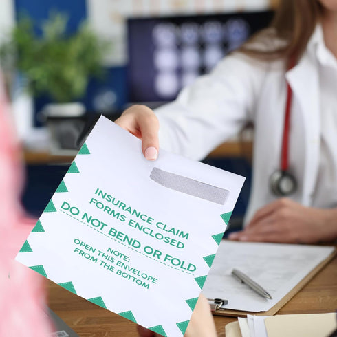 Gueevin 100 Pcs CMS 1500 Claim Forms Envelopes Large Security Window Envelopes for Insurance Claim Mailing