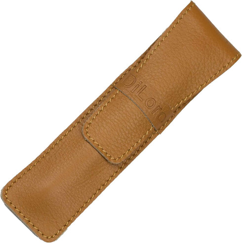 Single Pen Case Holder Sleeve, Thick Buffalo Full Grain Leather (Buffalo Light Tan)