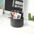 lizimandu Round Leather Art Supply Organizer, 360 Degree Spinning Pencil Holder, Multi-Functional Desktop Stationary