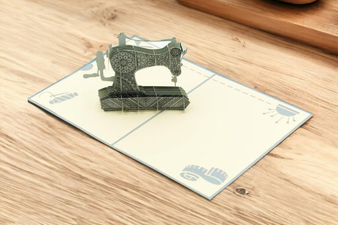 Vintage Sewing Machine Pop Up Card, Multi-Occasion Greetings for Birthday, Anniversary, Retirement, Thank You