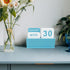 DEERINE Wooden Block Perpetual Calendar for Desk, Daily Desktop Standing Flip Calendar with Large Display, Modern
