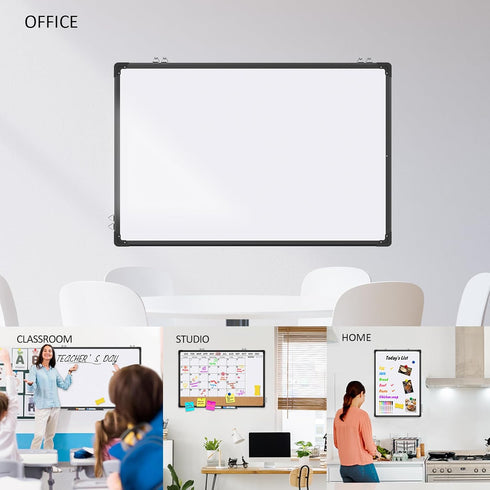 EAONE Monthly Calendar Whiteboard and Cork Board Combo, 24" X 18", Double-Sided Magnetic Dry Erase Calendar, Black