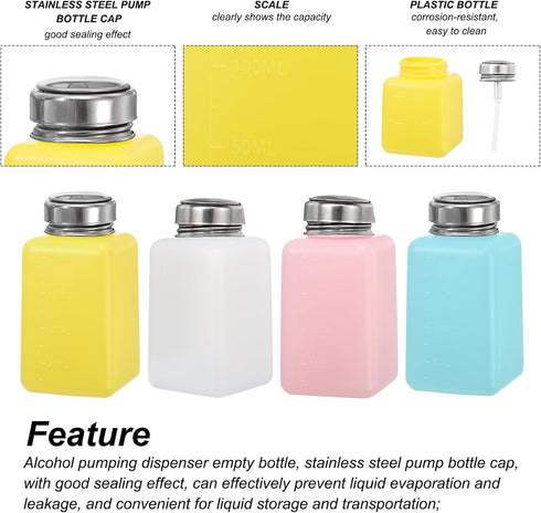 MECCANIXITY Solvent Alcohol Dispenser - 6.8oz/200ml Push Down Liquid Dispenser Pump for Acetone Cleanser