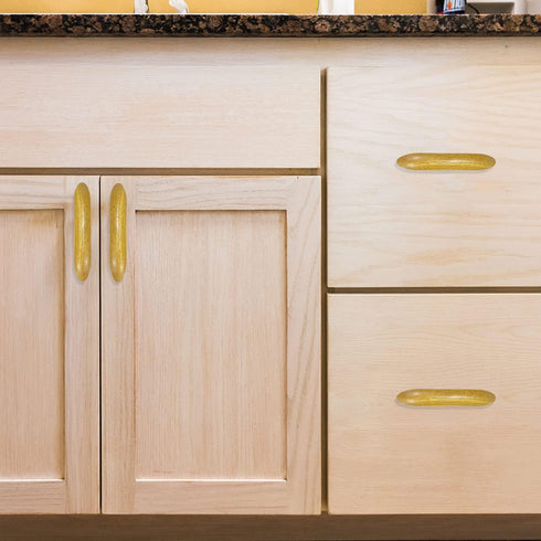 Wood Drawer Knobs Pulls, Natural Wood Dresser Handles for Kitchen Cabinets, 4 Pcs Double Hole Cabinet Pulls (Varnish)