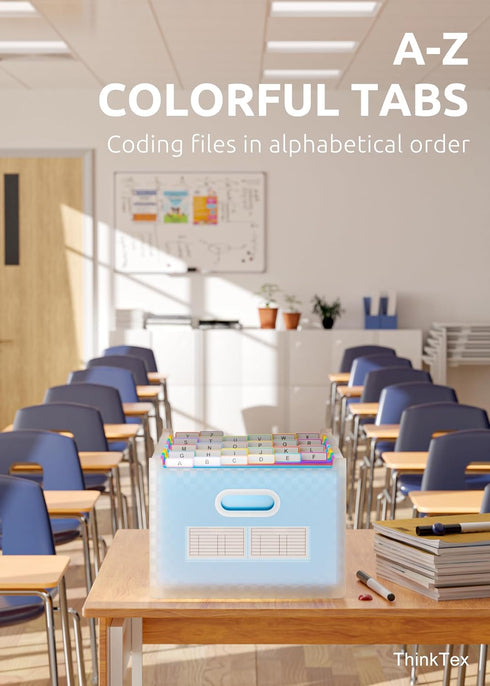 ThinkTex 26 Pockets Expanding File Folder, Upright & Open Top, A-Z Colorful Tabs, Larger Capacity, Letter/A4 Size