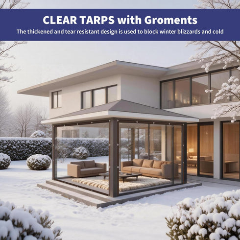 Generic Grommets, (8x20FT) Clear Waterproof Tarp with Heavy Duty Vinyl Tarpaulin, Tear Resistant Transparent Cover