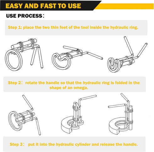 3 Pcs/Set Hydraulic Cylinder Piston Repair Seal Kit, Universal U-Cup Rod Seal Installation Tool Set