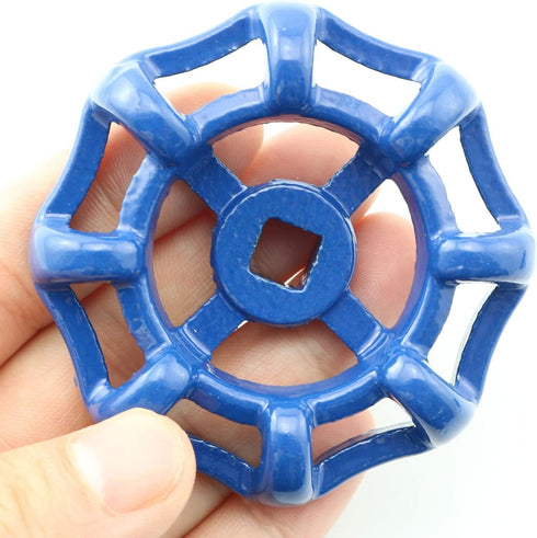 PZRT 6x6mm, Cast Iron Outside Faucet Round Wheel Handle, Hose Bib Water Spigot Blue