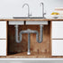 Double Sink Drain Kit, Flexible Sink Drain Pipe P Trap 1-1/2 & 1-1/4 Fits Kitchen Bathroom, Gray