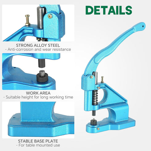 ATPEAM Hand Press Grommet Machine, Heavy Duty Industrial Eyelet Tool Kit, 3 Dies (#0#2#4), 1500 Grommets