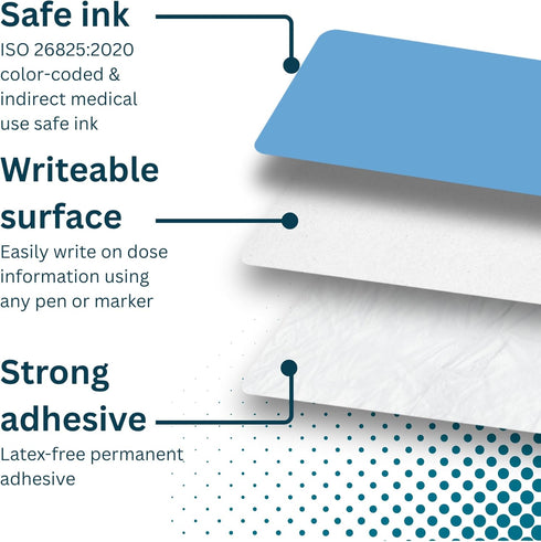 800 12mm 40mm (0.5" 1.5") Blank Blue Medical Syringe Labels - Write-On Medication Labels on Roll in Dispense Box. x x