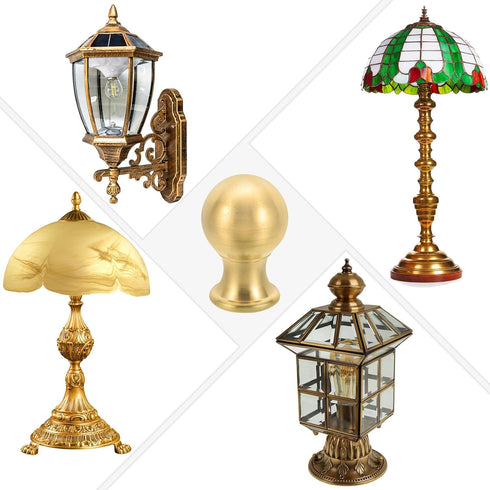 PATIKIL 25 37.5mm 2 Set x Lamp Finials Caps Knob, Solid Brass Lamp Shade Top Decoration Screw Cap Nuts with Brass